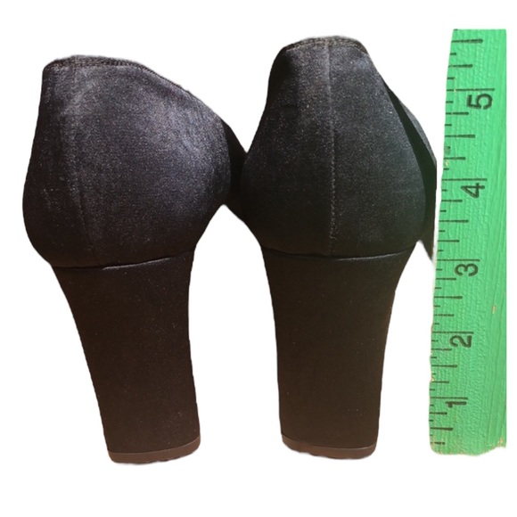 {VTG} SACHA LONDON | 1980s peep toe block heel pump in black satin, size 8 - Picture 10 of 11